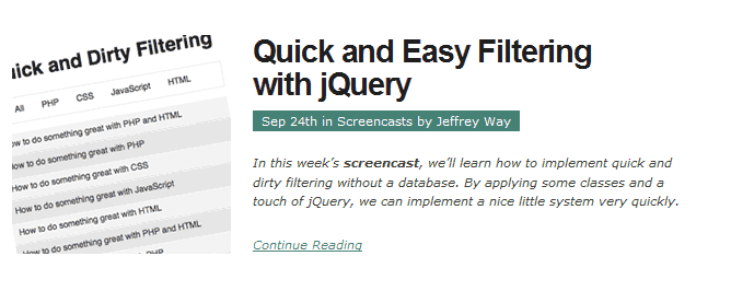 Quick and Easy Filtering with jQuery